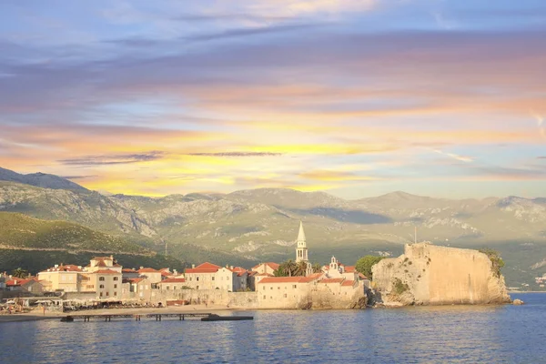 Bela Vista Cidade Velha Budva Pôr Sol Budva Montenegro — Fotografia de Stock