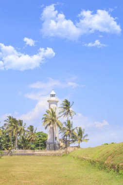 Ünlü deniz feneri Fort Galle, Sri Lanka, güneşli bir günde güzel manzara