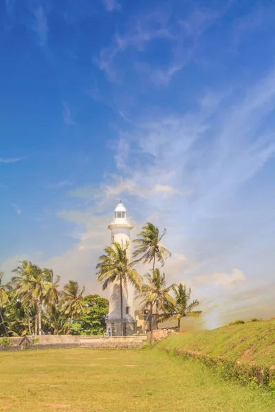 Piękny Widok Słynną Latarnię Morską Fort Galle Sri Lanka Słoneczny — Zdjęcie stockowe