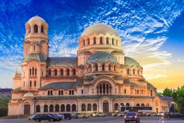 Güzel bir manzara Alexander Nevsky Katedrali Sofya, Bulgaristan