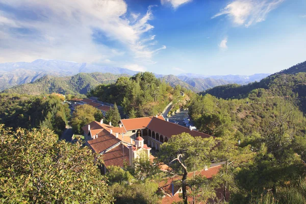 Hermosa Vista Del Monasterio Trooditissa Reserva Natural Del Valle Del — Foto de Stock