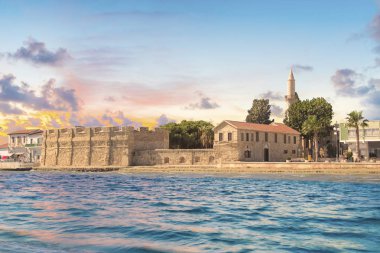Güzel bir kale Larnaka, Kıbrıs Adası manzarası