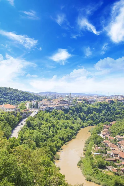 Hermosa Vista Antigua Fortaleza Tsarevets Las Montañas Veliko Tirnovo Bulgaria — Foto de Stock