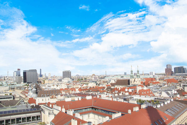 View of the city from the observation deck of St. Stephen 's Cathedral in Vienna, Austria
