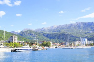 Budva eski kasaba günbatımı, Budva, Karadağ, güzel manzara