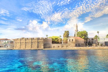 Güzel bir kale Larnaka, Kıbrıs Adası manzarası