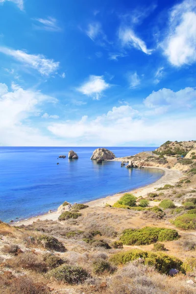 Kıbrıs Afrodit Doğum Yeri Güzel Manzarasına Petra Romiou Aphrodite Taş — Stok fotoğraf