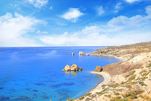 Hermosa Vista Del Lugar Nacimiento Afrodita Chipre Petra Romiou Piedra —  Fotos de Stock