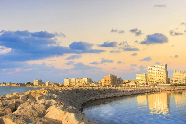 Prachtig Uitzicht Hoofdstraat Van Larnaca Phinikoudes Strand Cyprus — Stockfoto