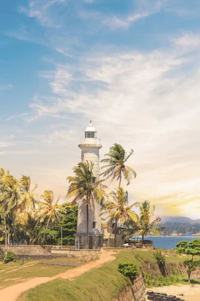 Piękny Widok Słynną Latarnię Morską Fort Galle Sri Lanka Słoneczny — Zdjęcie stockowe