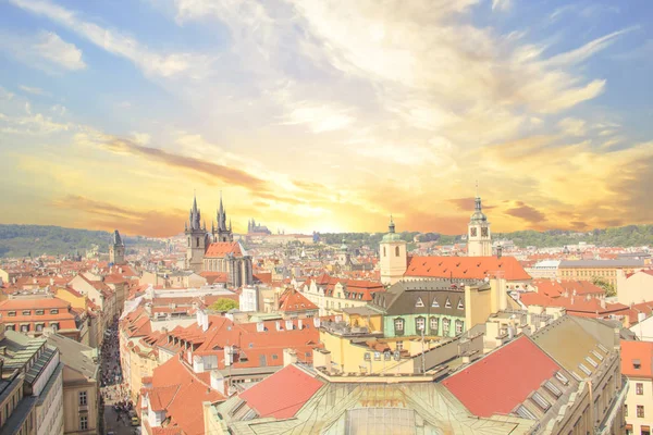 Beautiful View Old Town Square Tyn Church Vitus Cathedral Prague — Stock Photo, Image