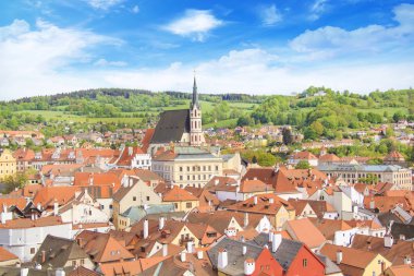 Güzel manzara, tarihi merkezi, Cesky Krumlov, Çek Cumhuriyeti
