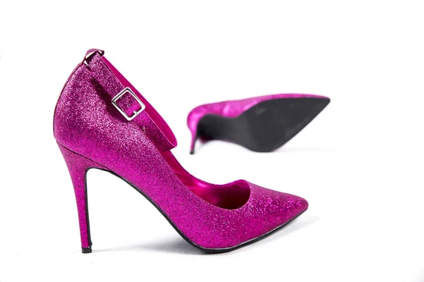 Розовая женская обувь со стежком — стоковое фото
