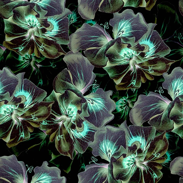Nahtloses Muster mit Blumen. Aquarellillustration. — Stockfoto