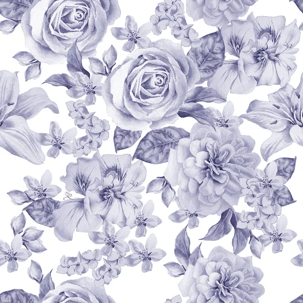 Seamless pattern with beautiful flowers. Rose. Peony. Lilia.