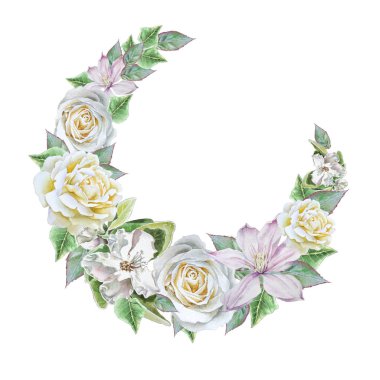 Suluboya buket çiçekli. Rose. Akasma.