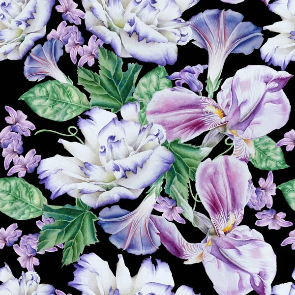 明亮的无缝图案与花卉。佩妮.洋.虹膜.w — 图库照片