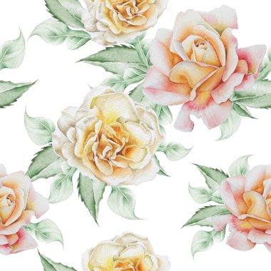 Çiçekler ile Seamless modeli. Rose. Suluboya resim. 