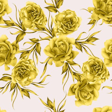 Çiçeklerle parlak dikişsiz desen. Gül, ne kadar. Suluboya resim