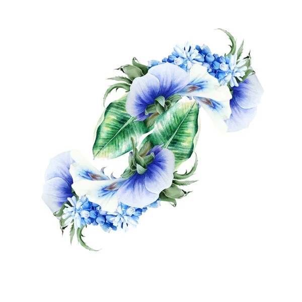 Akwarela bukiet z kwiatami. Ilustracja. Ręcznie rysowane. — Zdjęcie stockowe