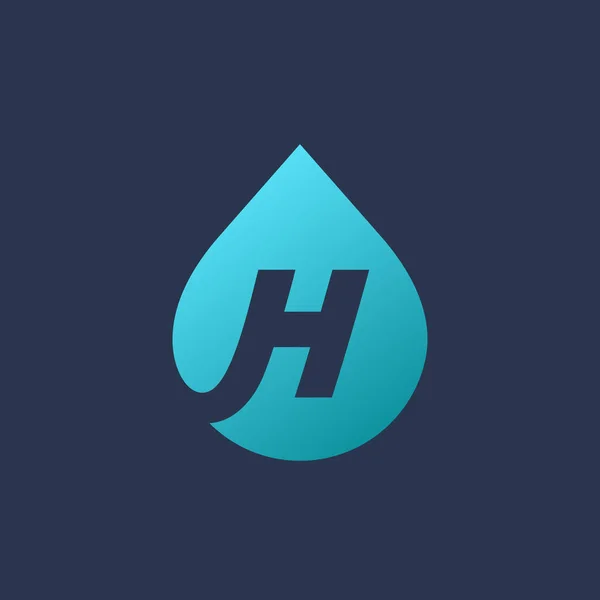 Carta H água gota logotipo ícone design elementos modelo — Vetor de Stock
