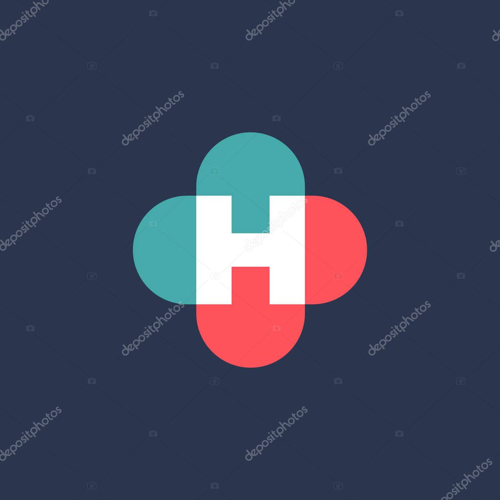 Letter H cross plus logo icon design template elements