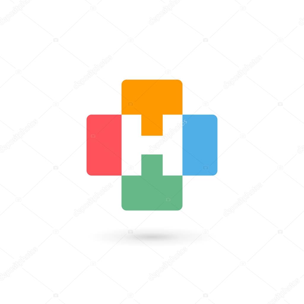 Letter H cross plus logo icon design template elements