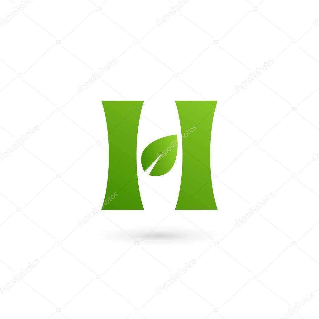 Letter H eco leaves logo icon design template elements