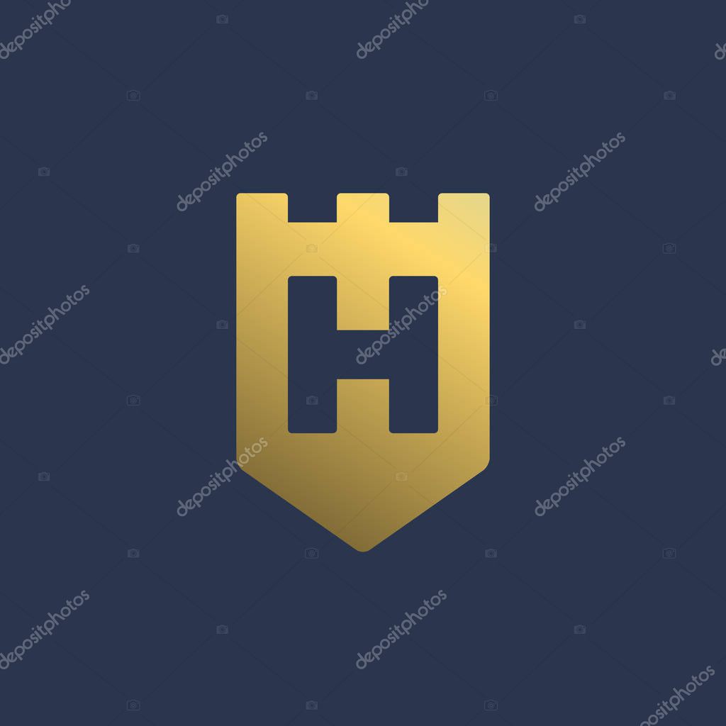 Letter H shield logo icon design template elements