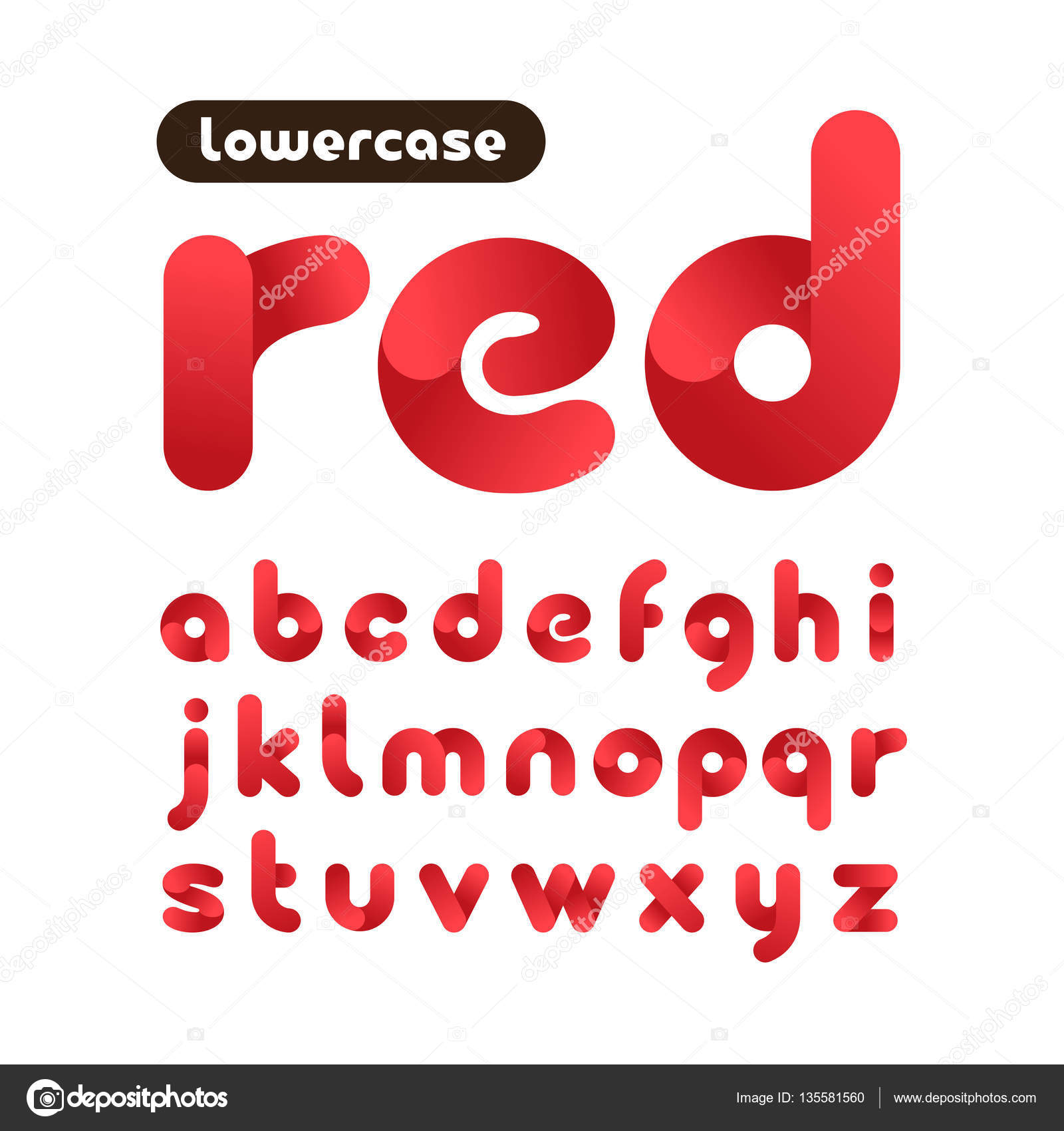 Rounded font. Vector alphabet with gradient effect letters. — Stock