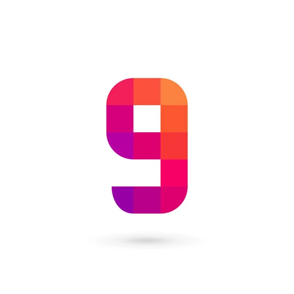 G harfi 9 numaralı mozaik logo simge tasarım şablonu öğeleri — Stok Vektör