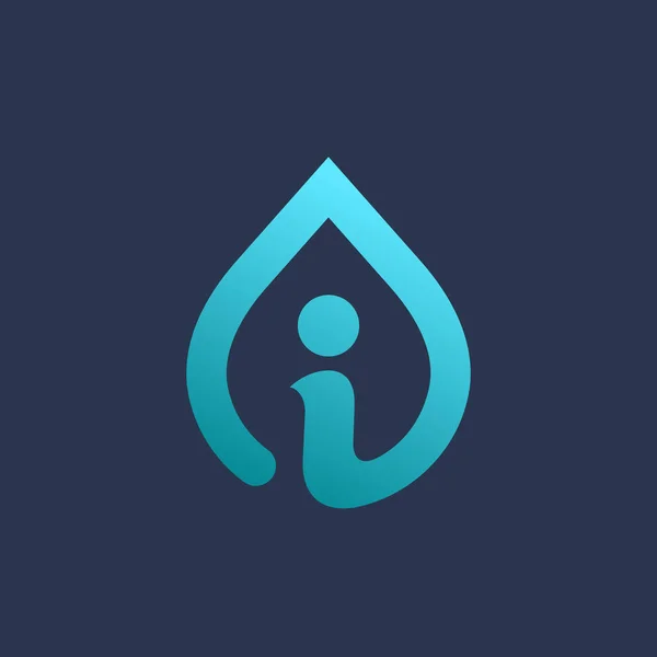 Brief ik water drop logo pictogram ontwerpelementen sjabloon — Stockvector