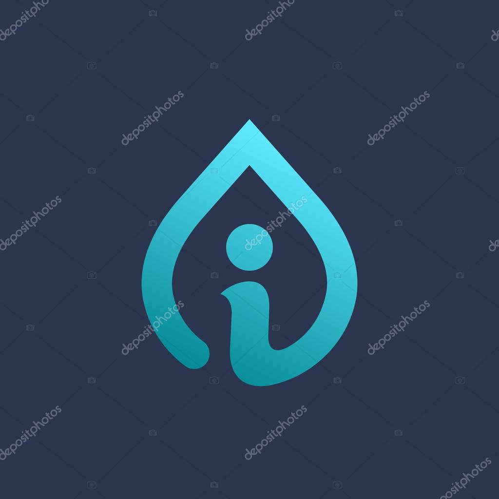 Letter I water drop logo icon design template elements