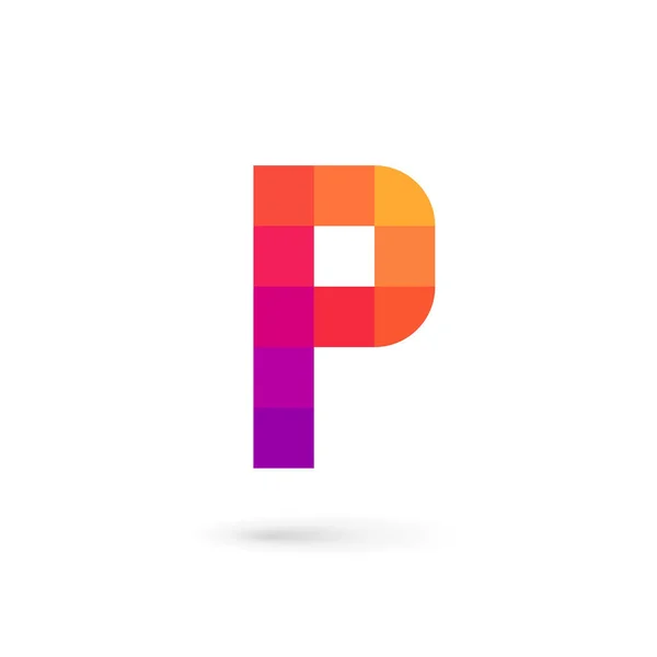 Carta P mosaico logotipo ícone design elementos modelo — Vetor de Stock
