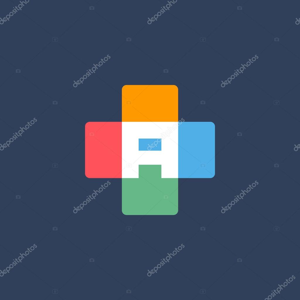 Letter A cross plus logo icon design template element