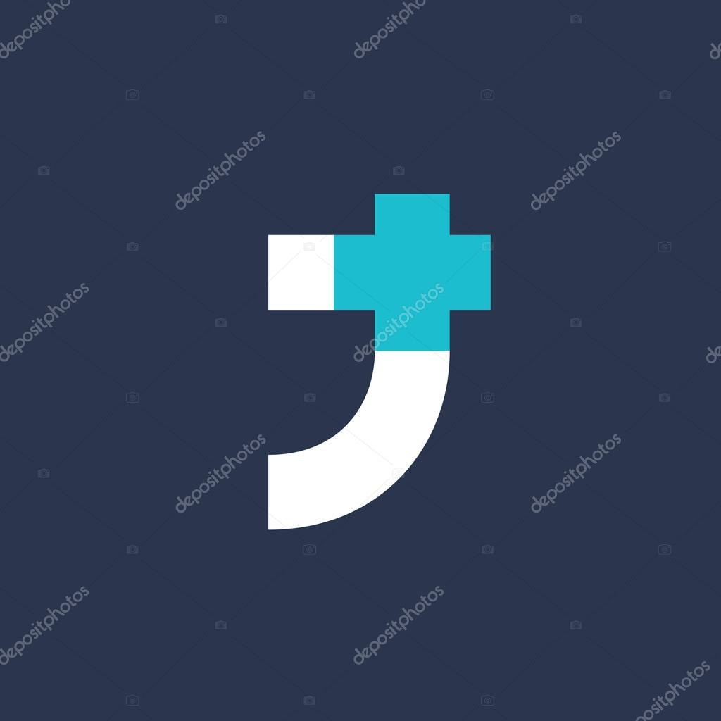 Letter J cross plus logo icon design template elements
