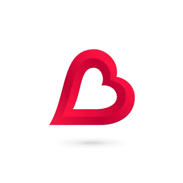 文字 B ハート ロゴ アイコンのデザイン テンプレート要素 — ストックベクタ