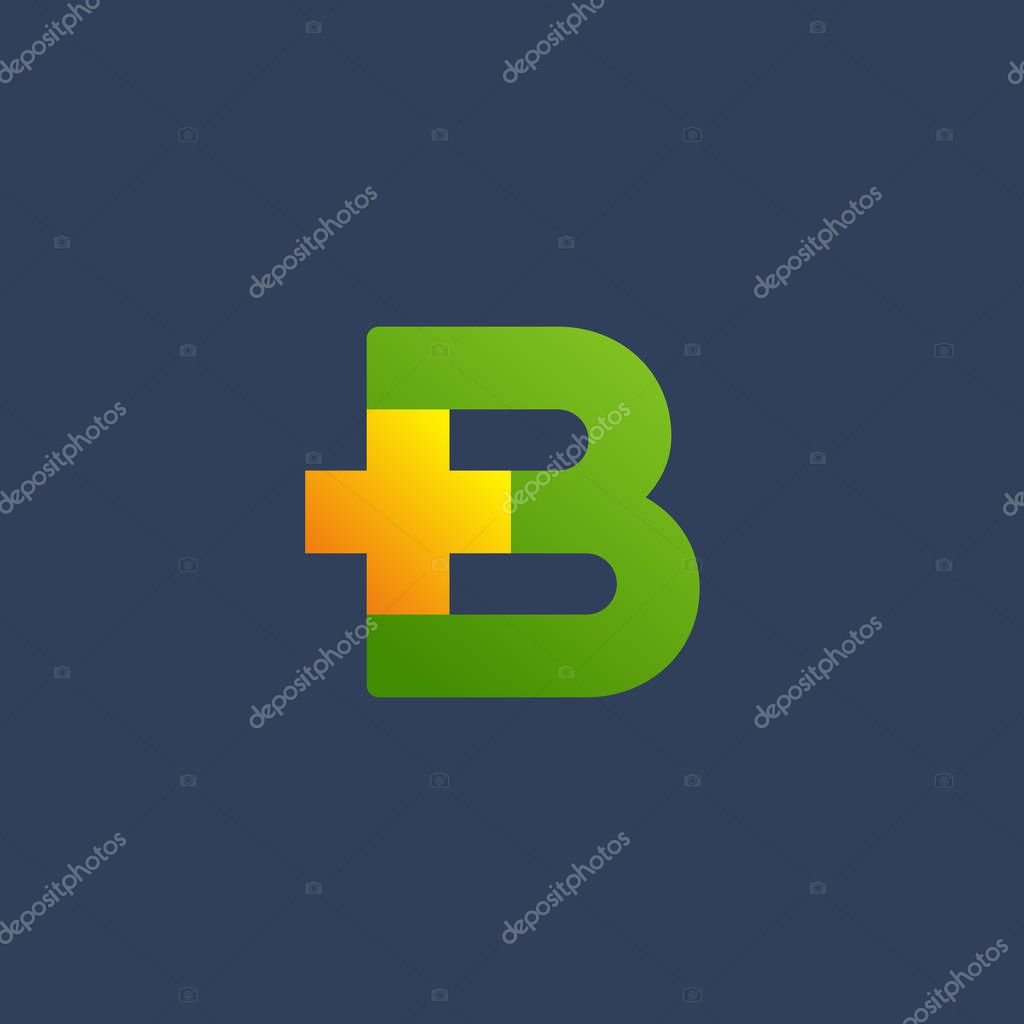 Letter B cross plus logo icon design template elements