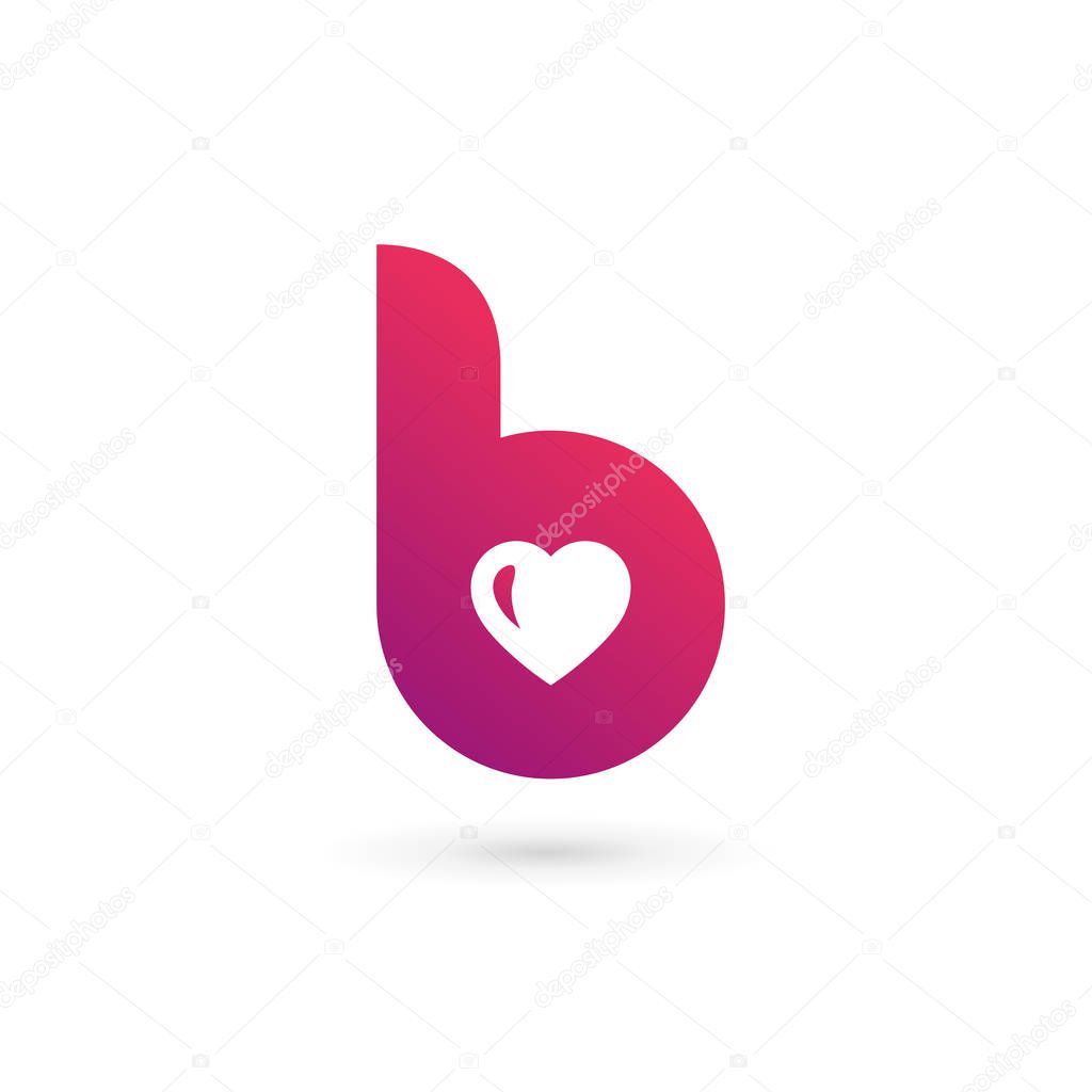 Letter B heart logo icon design template elements