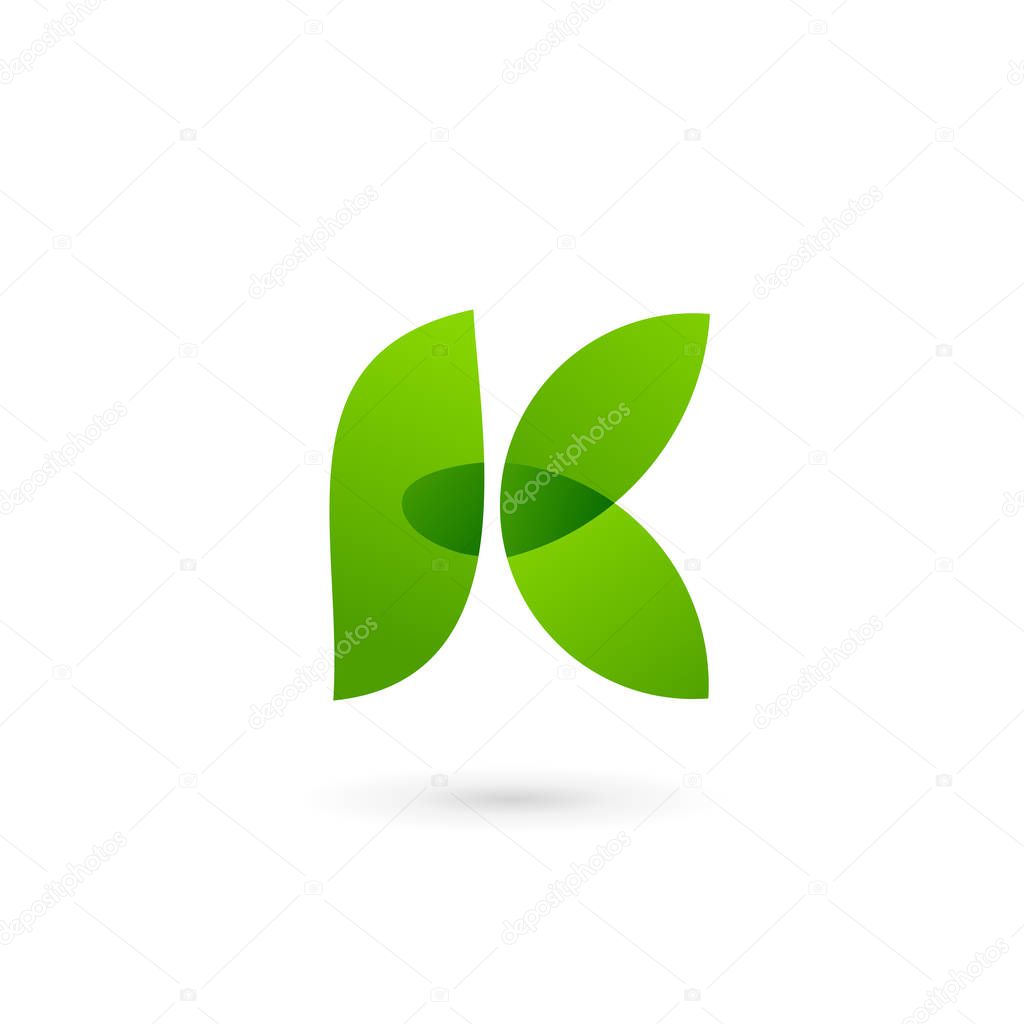 Letter K eco leaves logo icon design template elements