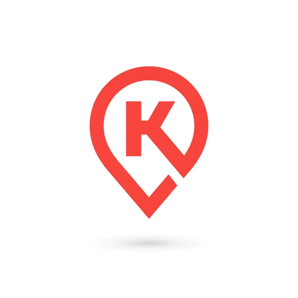 Litera K geotag logo ikona elementów szablonu projektu — Wektor stockowy