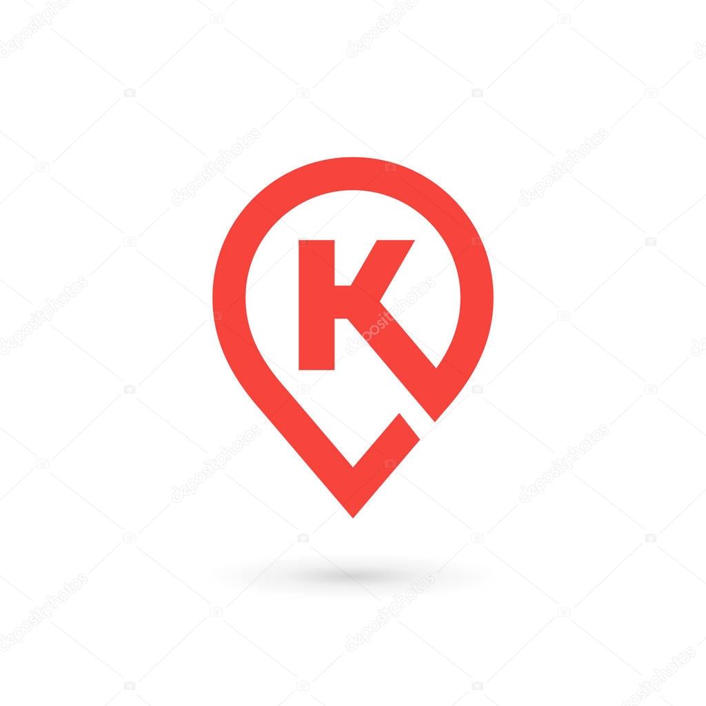 Letter K geotag logo icon design template elements