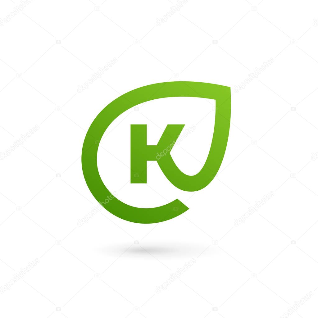 Letter K eco leaves logo icon design template elements