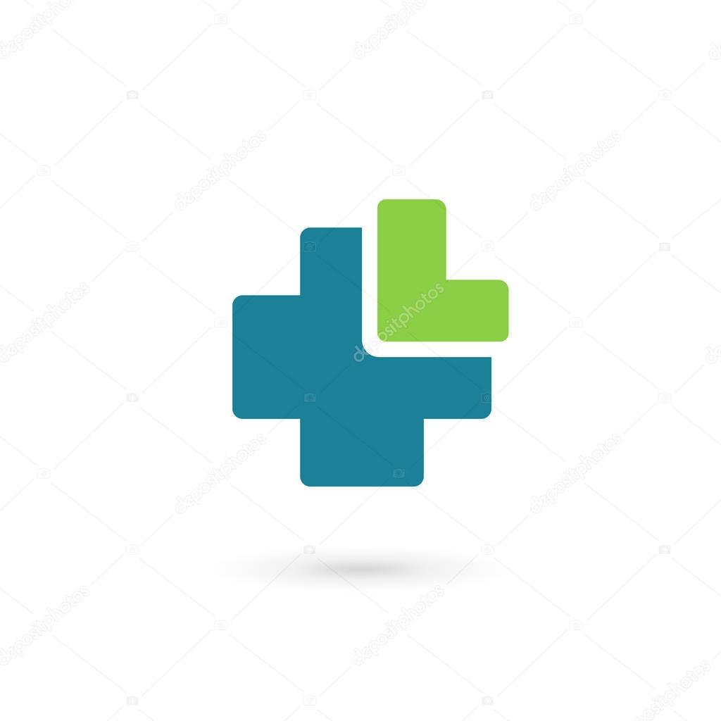Letter L cross plus medical logo icon design template elements