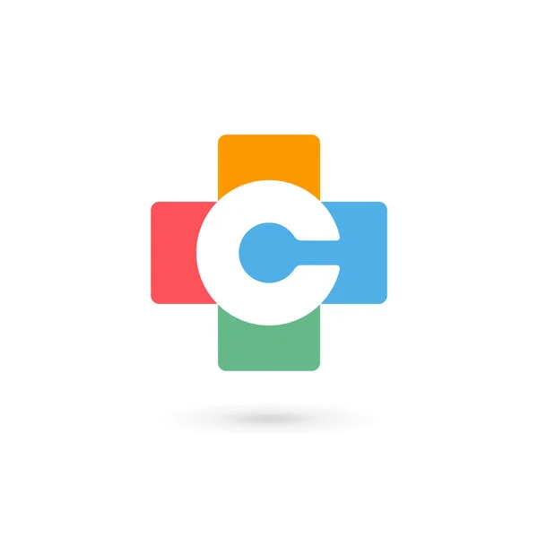 Γράμμα C cross plus στοιχεία προτύπου σχεδίασης εικονίδιο ιατρική λογότυπο — Διανυσματικό Αρχείο