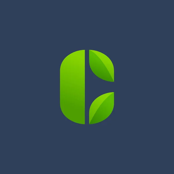Litera C eco pozostawia elementy szablonu projektu ikona logo — Wektor stockowy