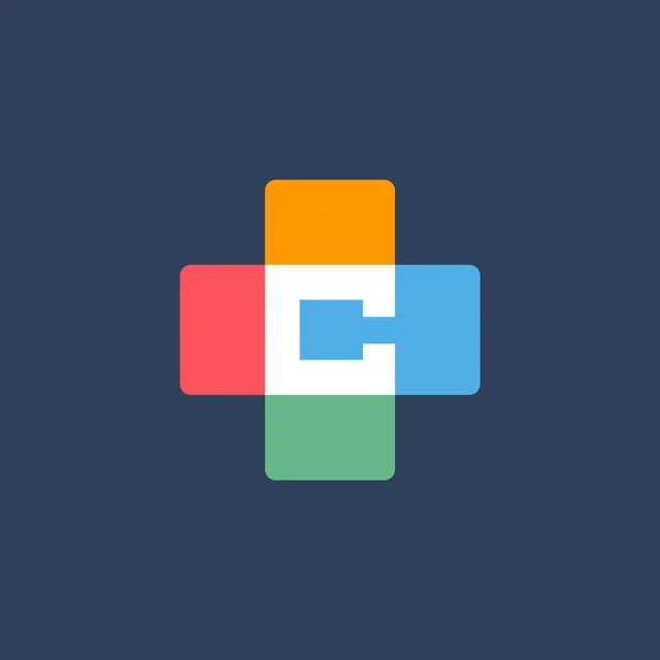 Letter C cross plus medical logo icon design template elements — Stock Vector