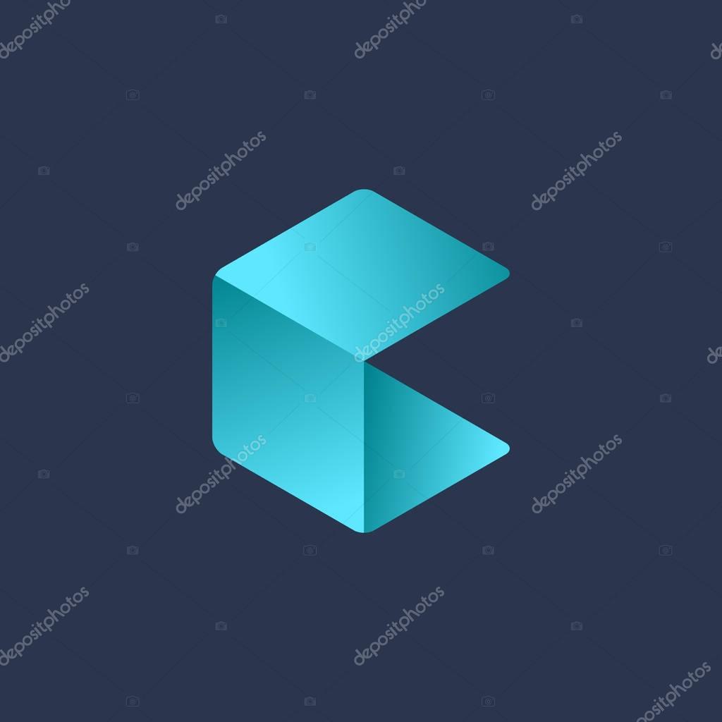 Letter C cube logo icon design template elements