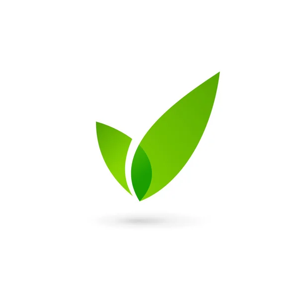 에코 나뭇잎 체크 마크 로고 아이콘 디자인 서식 파일 요소 — 스톡 벡터