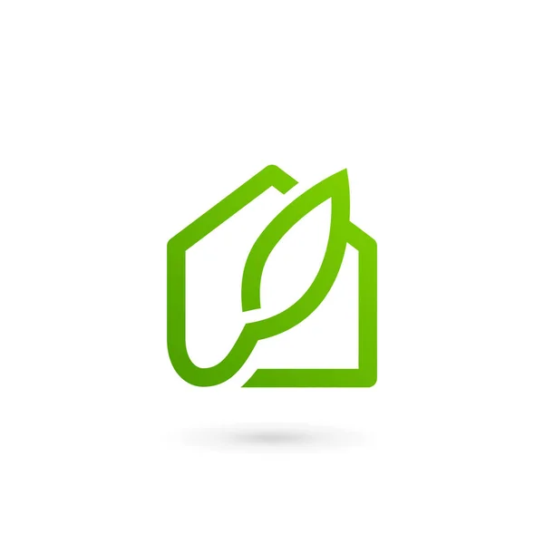 Eco foglie casa logo icona design elementi modello — Vettoriale Stock